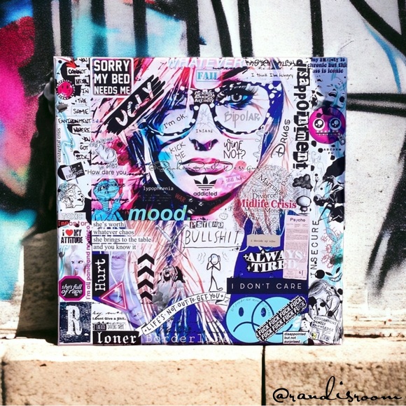 “Borderline” – Original Digital Collage Pop Art Canvas Punk/Emo Aesthetic - Picture 1 of 13